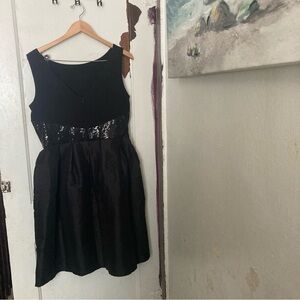 R&M Richards Black Fit and Flare Mini Dress with Pockets size 16